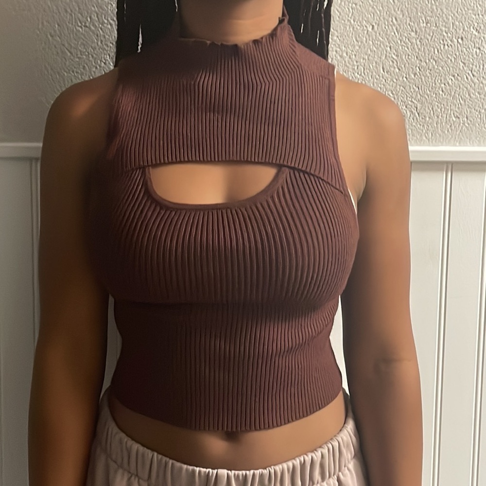 Brown Top with chest cut out